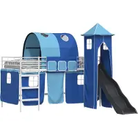 Syfax Kinder Etagenbett Gestell Weiß und Blau 107 x 203 cm Metall