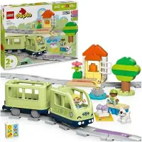 LEGO DUPLO Ma ville Interaktiver Abenteuerzug, 10427, 57 Teile, Lernspielzeug für 2+ Jährige, Mit Sound und Licht, 4 Figuren, 3 Destinationen