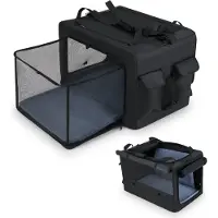 Costway Hundebox faltbar tragbar, Transportbox mit 2 Öffnungen, Fenster, Netzkorb & Griffen, Hundetasche für mittlere, große Haustiere 88x72x48cm