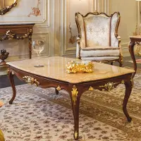 Casa Padrino Luxus Barock Couchtisch Beige / Dunkelbraun / Gold 146 cm - Italy