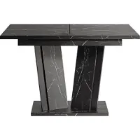 Mirjan 24 Ausziehbarer Tisch Doha II, Esszimmer Esstich, Rechteck, 120-160 cm (Farbe: Marmor Black Royal / Schwarz)