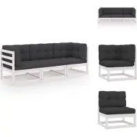 vidaXL 3-Sitzer-Gartensofa mit Kissen Kiefer Massivholz - Gartensofas