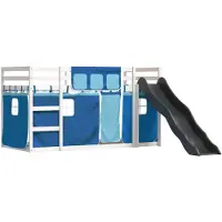 Syfax Etagenbett mit Rutsche und Gardinen Blau 90x200 cm