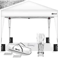 Tillvex Pavillon 3x3m wasserdicht Weiß + 4er Set Sandsäcke | Pop-Up Faltpavillon stabil & höhenverstellbar | Gartenzelt UV Schutz 50+ | Partyzelt mit Tasche für Garten