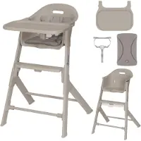 Lionelo Beny Baby Hochstuhl mit 3-Punkt-Gurt, verstellbarem Tablett & Fußstütze, platzsparend, 6–36 Monate bis 15 kg - Beige