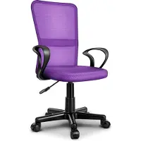 Tresko Bürostuhl lila Schreibtischstuhl Drehstuhl, mit Armlehnen & Kunststoff-Leichtlaufrollen, stufenlos höhenverstellbar, gepolsterte Sitzfläche, ergonomische Passform