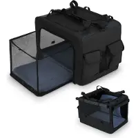 Costway Hundebox faltbar tragbar, Transportbox mit 2 Öffnungen, Fenster, Netzkorb & Griffen, Hundetasche für mittlere, große Haustiere 80x60x42cm