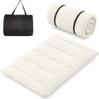 Costway Matratze mit waschbarem Bezug und Tragetasche, Tatami-Matte faltbar, Bodenmatratze 140x200cm Beige