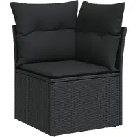 Syfax Gartensofa-Ecke mit Kissen Schwarz Poly Rattan