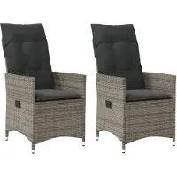 Syfax Gartensessel mit Kissen 2 Stk. Verstellbar Grau Poly Rattan