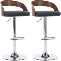Syfax Barhocker 2 Stk. Dunkelgrau Stoff und Bugholz