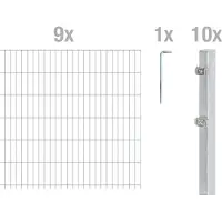 Alberts Doppelstabmattenzaun 6-5-6, Matten 2,50 m, Höhe 83 cm, Länge 22,5 m, feuerverzinkt, Zaun als Komplettset, Pfosten mit Klemmlasche 60x40 mm