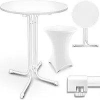Tillvex Gastro Stehtisch klappbar 2er Set - Ø60cm weiß | Bistrotisch FERTIG MONTIERT | Klapptisch rund - wetterfester Partytisch | Gartentisch Indoor & Outdoor