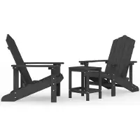 Syfax Adirondack-Gartenstühle mit Tisch HDPE Anthrazit