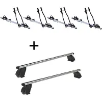 VDP 4x Fahrradträger SAGITTAR + Dachträger K1 PRO Aluminium kompatibel mit für VW Multivan (T5) 09-15