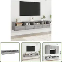 The Living Store TV-Wandschränke 2 Stk. Grau Sonoma 80x30x30 cm Holzwerkstoff