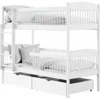 KIDS Collection Hochbett Kinder, Etagenbett, Kinderbett | Inkl. 2 Matratzen, 2 Schubladen, sicher & funktional | Größen: 80x180, 90x190, 90x200 cm | 80x180 cm von 3. bis 12. Lebensjahr | Weiß
