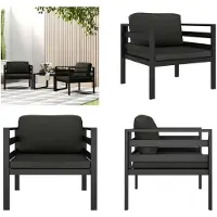 vidaXL Einzelsofas 2 Stk. mit Kissen Aluminium Anthrazit - Einzelsofa - Einzelsofas - Sessel - Sofasessel