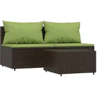 Syfax 3-tlg. Garten-Lounge-Set mit Kissen Braun Poly Rattan