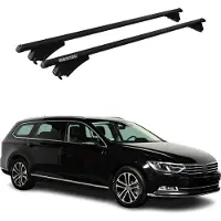 Menabo Dachgepäckträger, Querstange, für VW Passat B8 Variant, Baujahr 2014-2019, Farbe: Schwarz