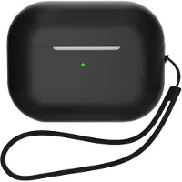 Hurtel Silikonhülle für AirPods 1/2 + Handschlaufe Lanyard Schwarz