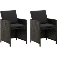 The Living Store Gartenstühle mit Kissen 2 Stk. Poly Rattan Schwarz