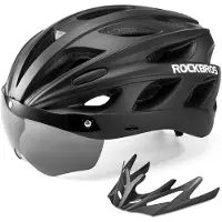 RockBros Fahrradhelm Mit Abnehmbare Visier Schutzbrille Radhelm Damen Herren Schwarz
