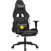 Syfax Gaming-Stuhl mit Massage & Fußstütze Schwarz & Grau Kunstleder