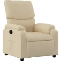 Syfax Creme Stoff Relaxsessel mit manueller Liegefunktion, 75x99x99 cm (B x T x H), Seitentasche