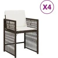 Syfax Gartenstühle mit Kissen 4 Stk. Braun Poly Rattan
