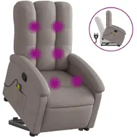 Syfax Massagesessel mit Aufstehhilfe Taupe Stoff