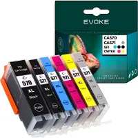 Evoke 6x Tintenpatrone für Canon PGI-570 CLI-570 XL | satz 1x PGI570 + 5x CLI571 ️