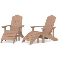 Syfax Adirondack-Gartenstühle 2 Stk. mit Hockern HDPE Braun