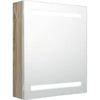 Syfax LED-Bad-Spiegelschrank Weiß und Eichen-Optik 50x14x60 cm