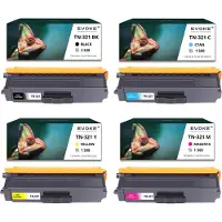 Evoke 4x Toner für Brother TN321BK-321B TN321BK CMYK = Schwarz + Blau + Rot + Gelb | Ersatz für HL-L8350CDW MFC-L8850CDW MFC-L8650CDW MFC-L8850CDW
