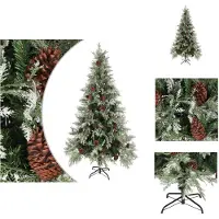 vidaXL Weihnachtsbaum mit Zapfen Grün und Weiß 225 cm PVC & PE - Weihnachtsbäume