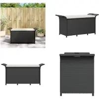vidaXL Gartenbank mit Kissen Schwarz 116x46x57 cm Poly Rattan - Gartenbank - Gartenbänke - Garten Sitzbank - Outdoor Sitzbank