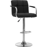 Syfax Moderner Barhocker Schwarz Stoff mit Gasdruckfeder, 360° drehbar, verchromter Stahl, 53x52x(92-112)cm