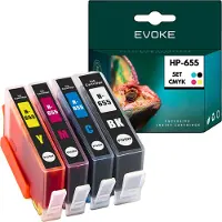 Evoke 4x Druckerpatronen Tintenpatrone für HP 655 | Schwarz + Farbe Satz | Ersatz für Deskjet 3525 4615 4625 5500 5520 5525 6520 6525