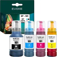 Evoke 4x Druckerpatronen Tintenpatrone für Epson 101 | Schwarz + Farbe Satz | Ersatz für L4150 L4160 L4260 L4266 L6160 L6190 L6260 L6270 L6290