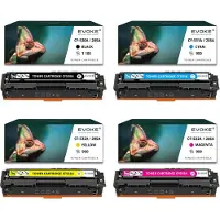 Evoke 4x Toner für HP CF530A-CF530A CF530A CMYK = Schwarz + Blau + Rot + Gelb | Ersatz für Color LaserJet M180n M181fw M154a M154nw
