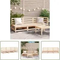 The Living Store Gartensofa 3-Sitzer Massivholz Kiefer