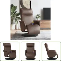 The Living Store Massagesessel mit Fußteil Braun Kunstleder