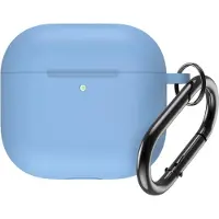 Cofi1453® Silikon-Schutzhülle mit Karabiner für AirPods 4 - Hellblau