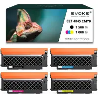 Evoke 4x Toner für SAMSUNG CLTK404S CLT-430B CLT404 CMYK = Schwarz + Blau + Rot + Gelb | Ersatz für Xpress C430 C430W C480W C480FW C480 C480W