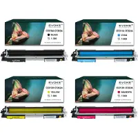 Evoke 4x Toner für HP CE310A / CF350A-310/CF350 CE310A / CF350A CMYK = Schwarz + Blau + Rot + Gelb | Ersatz für CP1025 CP1025nw MFP M175a M175nw