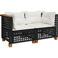 Syfax Garten-Ecksofas mit Kissen 2 Stk. Schwarz Poly Rattan