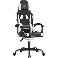 Syfax Gaming-Stuhl mit Fußstütze Schwarz und Weiß Kunstleder
