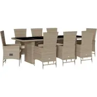 Syfax 9-tlg. Garten-Essgruppe mit Kissen Beige Poly Rattan