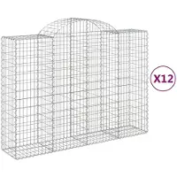 vidaXL Gabionen mit Hochbogen 12Stk. 200x50x140/160cm Verzinktes Eisen